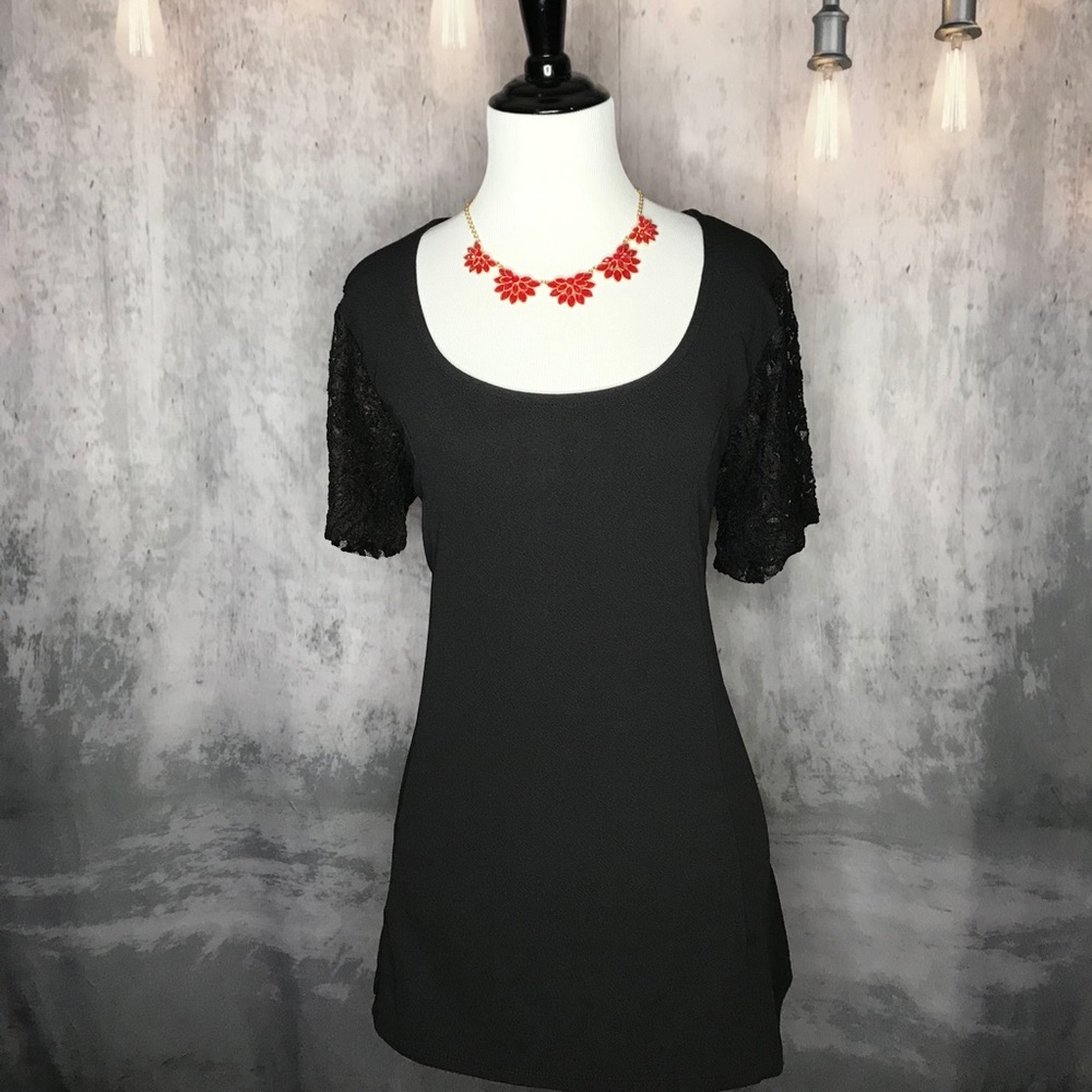 NWT Black Top with Lace Sleeve